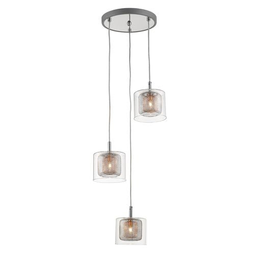 035CP3DECO 3 Light Ceiling Pendant Polished Chrome and Copper