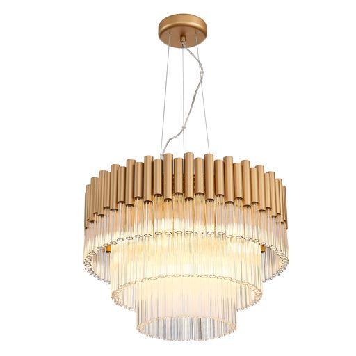 H050GD7DECO Harro 7 Light Crystal Ceiling Pendant Matt Gold