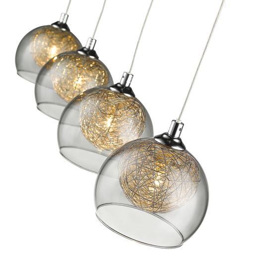 073SG4DECO 4 Light Ceiling Pendant Smoked Glass And Polished Chrome