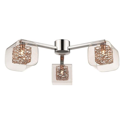 058CP3FLUS 3 Light Flush Ceiling Light Polished Chrome and Copper