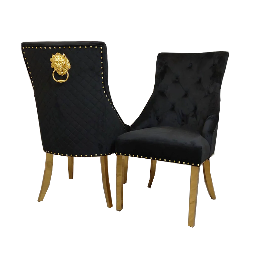 Bentley Dining Chair Gold & Black Velvet