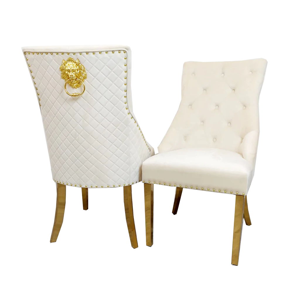 Bentley Dining Chair Gold & Cream Velvet