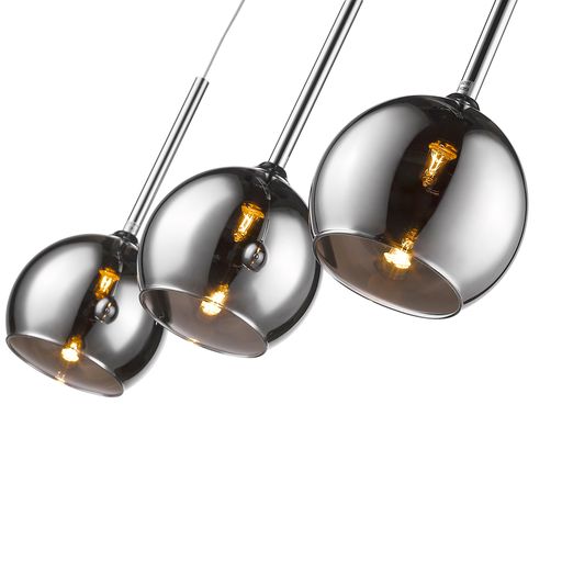 P062CH3DECO 3 Light Bar Ceiling Pendant Chrome with Smoked Glass