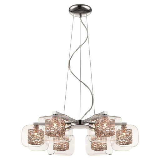 060CP6DECO 6 Light Ceiling Pendant Polished Chrome and Copper