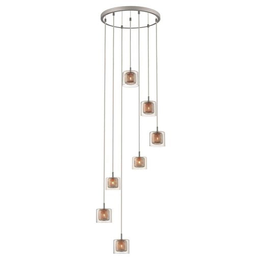 051CP7DECO 7 Light Ceiling Pendant Polished Chrome and Copper