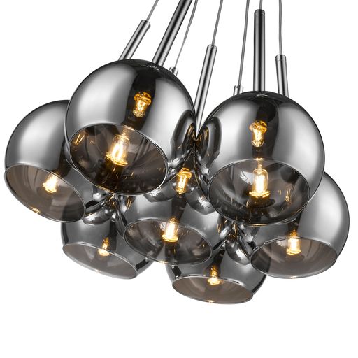 042CH7DECO 7 Light Ceiling Pendant Chrome with Smoked Glass