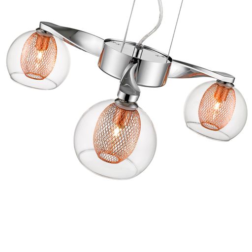 049CP3DECO 3 Light Ceiling Pendant Polished Chrome and Copper