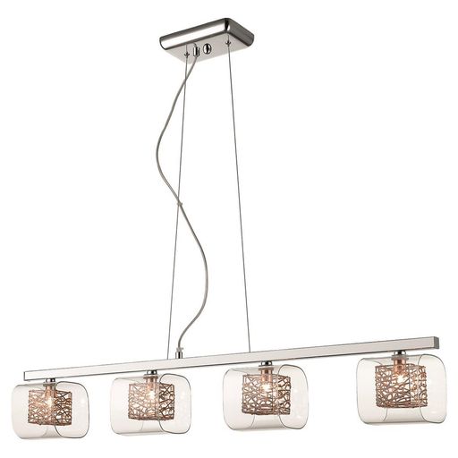 098CP4DECO 4 Light Bar Ceiling Pendant Polished Chrome and Copper