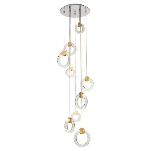 L041GD9DECO Lint LED 9 Light Ceiling Pendant Chrome/Gold