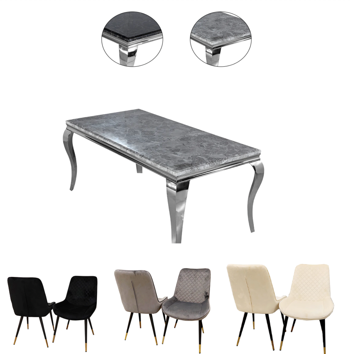 2m Louis Dining Table With Luna Chairs