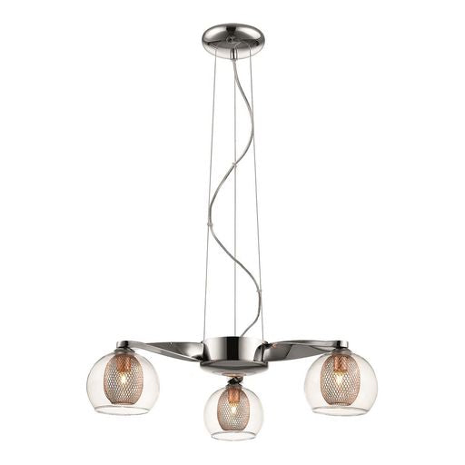 049CP3DECO 3 Light Ceiling Pendant Polished Chrome and Copper