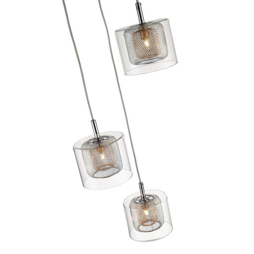 035CP3DECO 3 Light Ceiling Pendant Polished Chrome and Copper