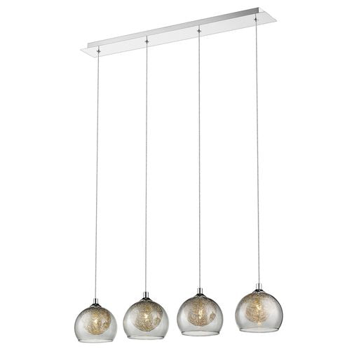 073SG4DECO 4 Light Ceiling Pendant Smoked Glass And Polished Chrome