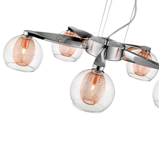 057CP5DECO 5 Light Ceiling Pendant Polished Chrome and Copper