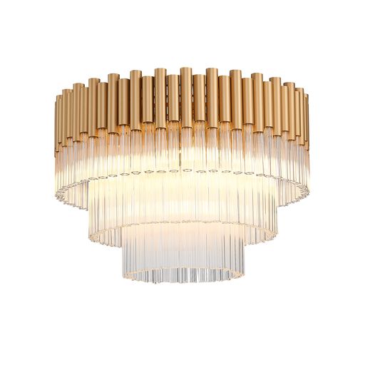 H050GD7FLUS Harro 7 Light Crystal Ceiling Light Matt Gold