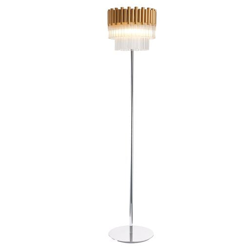 H033DG3FLOL Harro 3 Light Crystal Floor Lamp Matt Gold