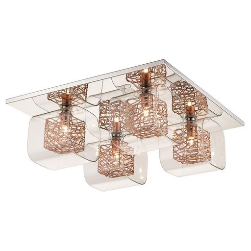 042CP4FLUS 4 Light Flush Ceiling Light Polished Chrome and Copper