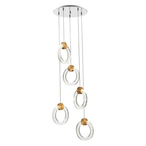 L030GD5DECO Lint LED 5 Light Ceiling Pendant Chrome/Gold