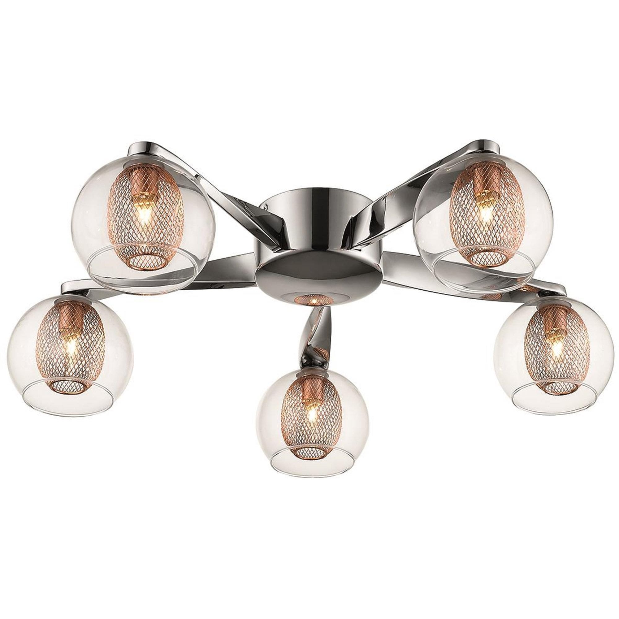 057CP5FLUS 5 Light Flush Ceiling Light Polished Chrome and Copper