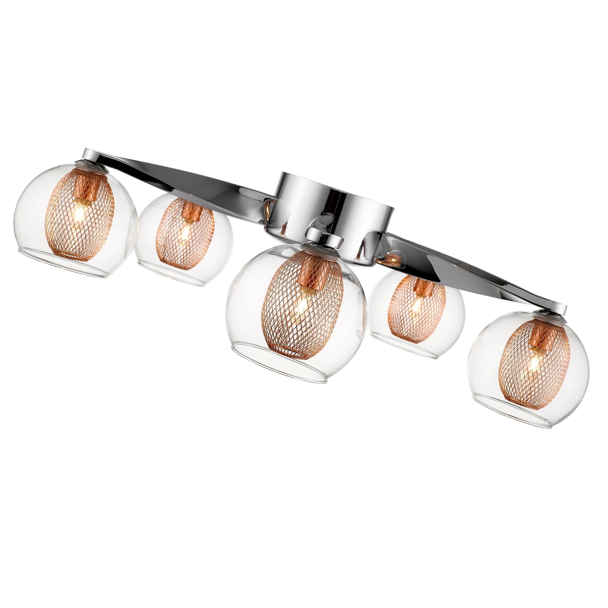 057CP5FLUS 5 Light Flush Ceiling Light Polished Chrome and Copper