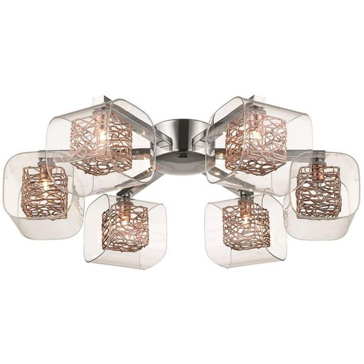 060CP6FLUS 6 Light Flush Ceiling Light Polished Chrome And Copper