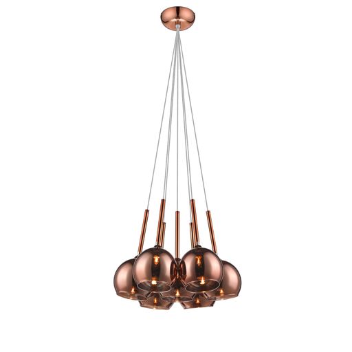 042CP7DECO 7 Light Ceiling Pendant Copper