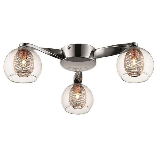 049CP3FLUS 3 Light Flush Ceiling Light Polished Chrome and Copper