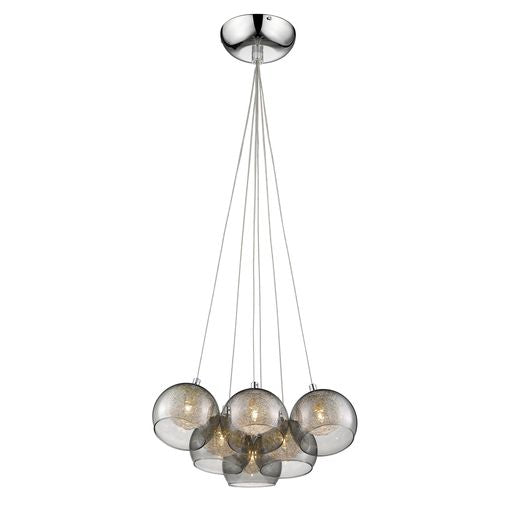 035SG6DECO 6 Light Ceiling Pendant Smoked Glass And Polished Chrome